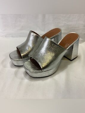 ASOS Platform Open-Toe Mule in Silver SZ 6
